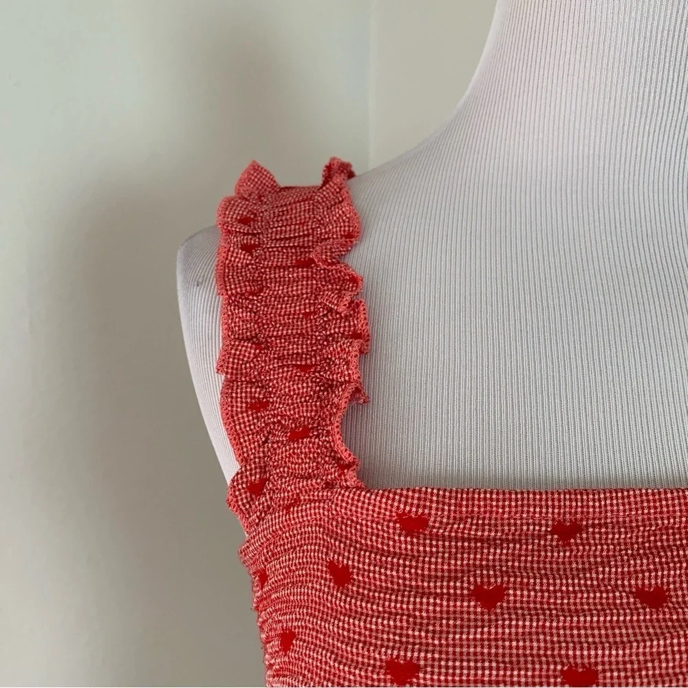Cider Gingham Check Heart Crop Top Size Small Red - Picture 8 of 12